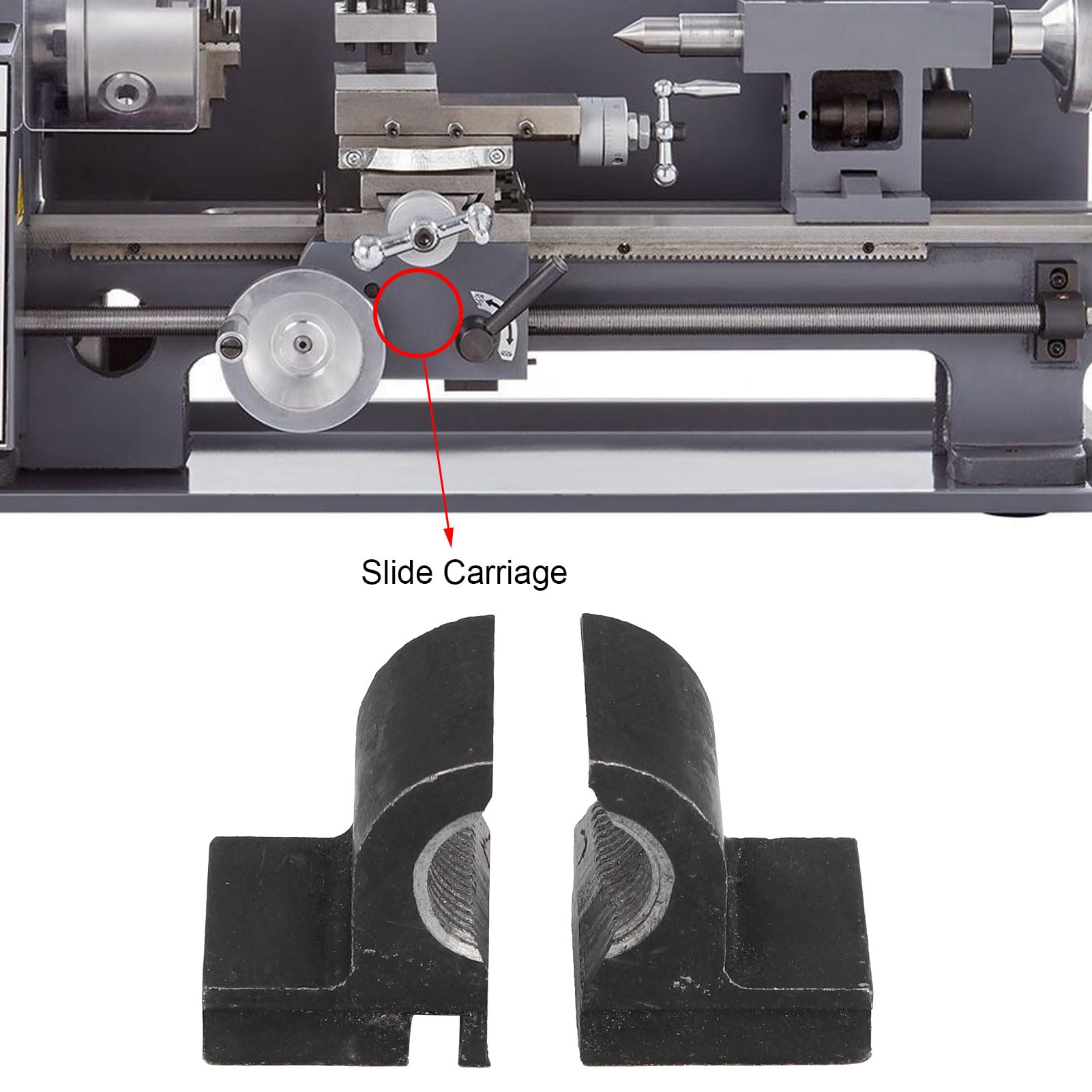 Écrou de Type divisé, Écrou Haute et Demi-écrou Basse - 2pcs 1,5 Mm Pitch Half Nut pour Vis Tête Métrique - Compatible 0618 CJ18 CJ0618A 7X12 7X14 0618-3B MINI LATHE, 45