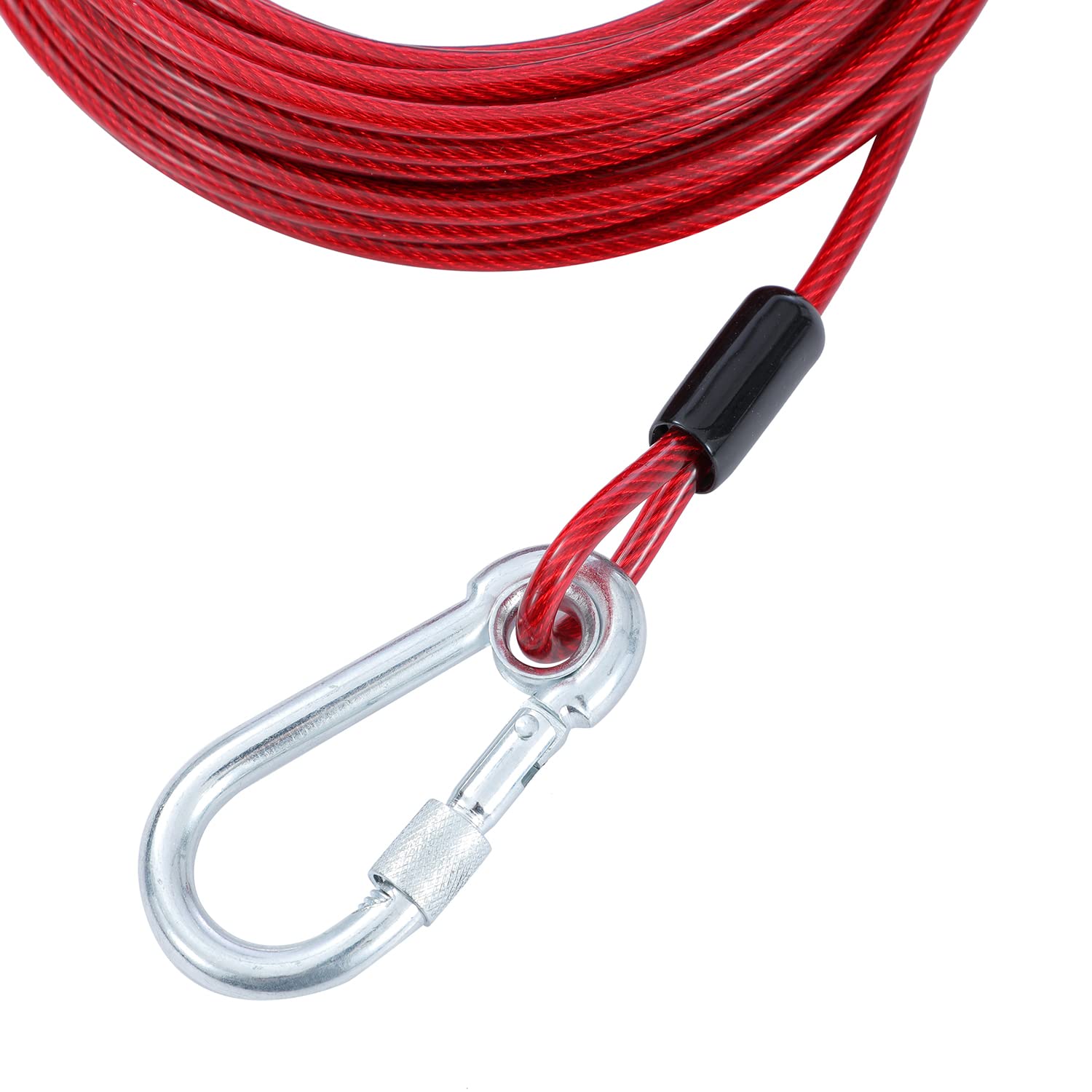 TOPWAY Cavo per Cani 10m Guinzaglio da Cortile per Cani e Picchetto Elicoidale a Terra da 42cm, per Esterni Cortile Campeggio Parco Animali Domestici, Rossa + Rossa