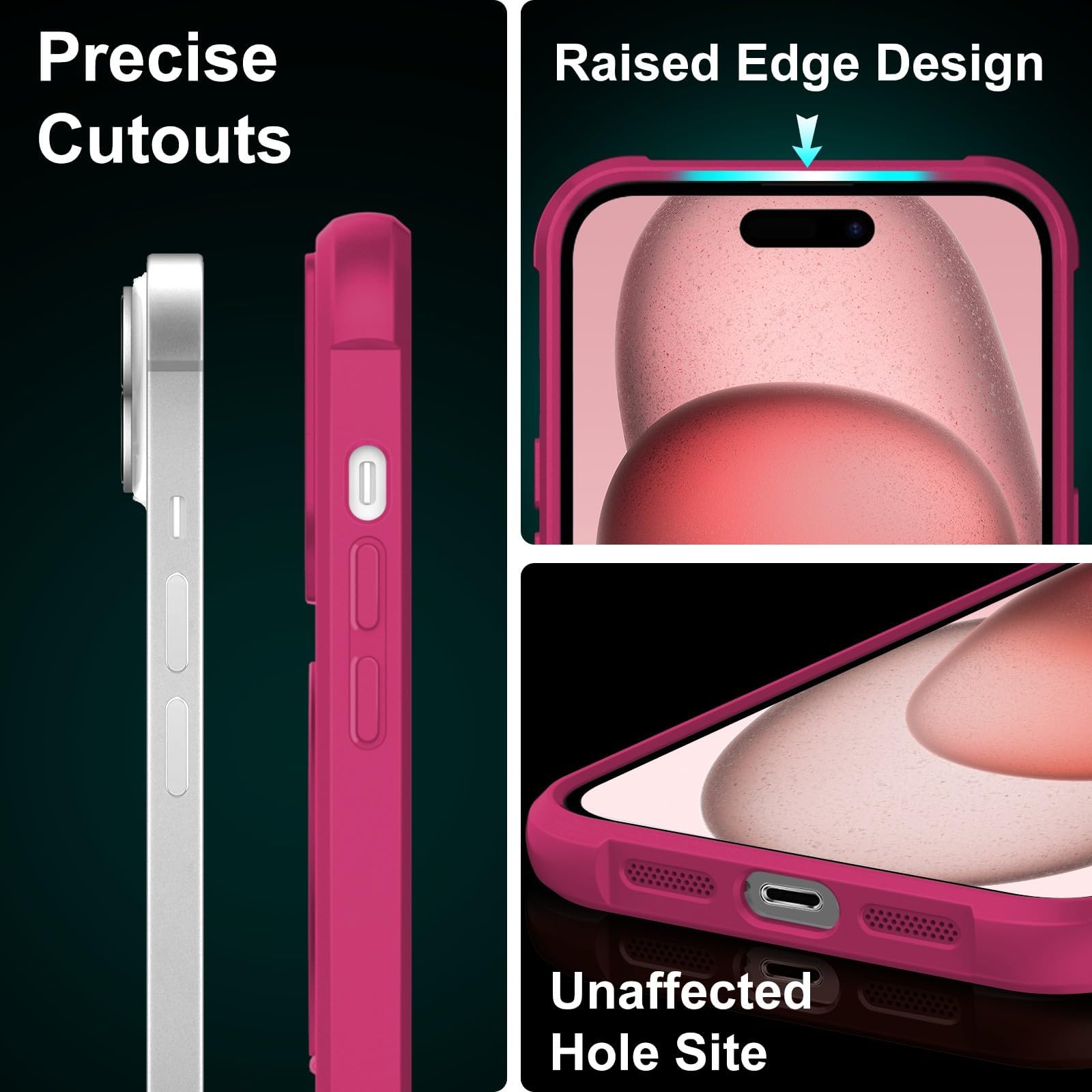 Custodia per iPhone 15 con supporto girevole a 360°, rosa