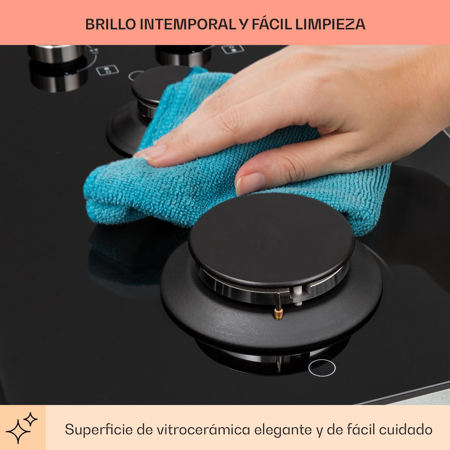 Klarstein Encimera Cocina de Gas, 2 Quemadores, Placa de Gas 4000W para Cocina, Cocinas de con Quemador Wok de Acero Inoxidable, Encimera 2 Fuegos con Quemadores de para Casa