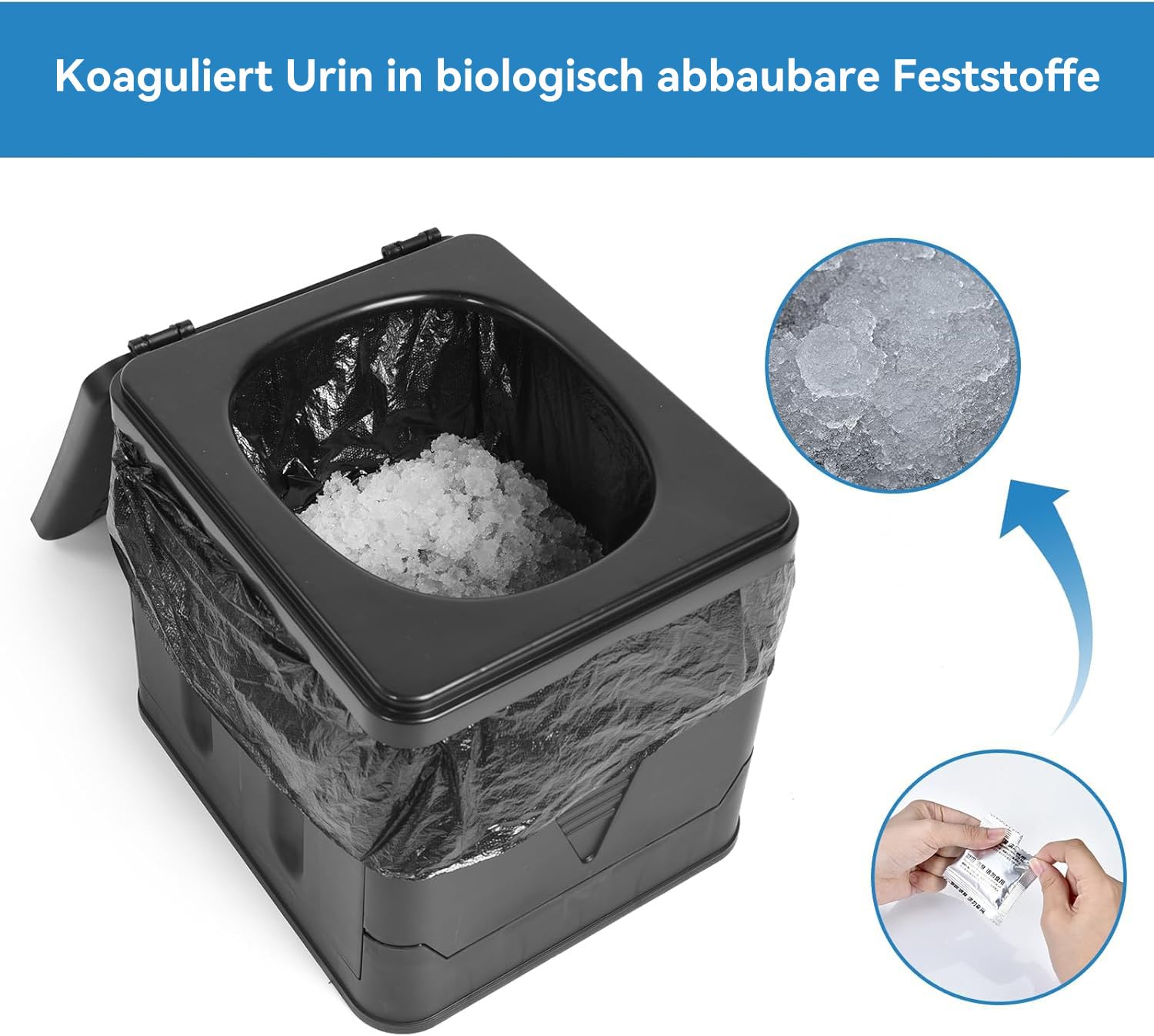 OTraki Campingtoilette Faltbar Mobile Trenntoilette mit 12 Toilettenbeuteln Stabil Camping WC Kompakt Toilette Die Mobile Toilette für Outdoor Camping, Festival, Stau, Zelten
