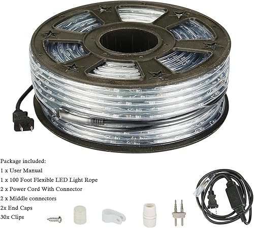 Miniatura 3 de Tira de luces LED impermeables, tira de luces LED de 100 pies para exteriores, impermeable, iluminación decorativa para interioresexteriores,