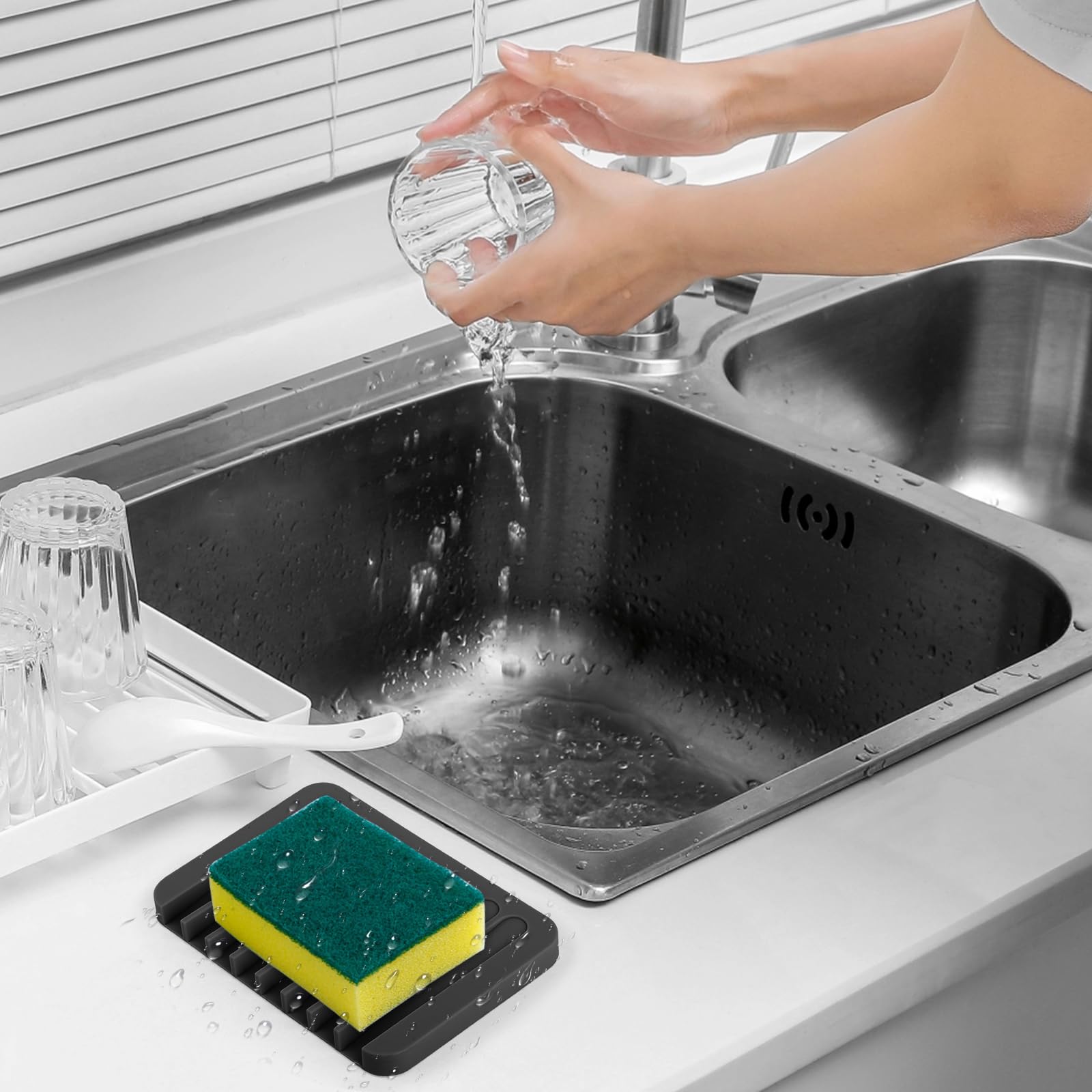 Image secondaire de 4pcs Porte Savon,Support Savon,Silicone avec Drain de vidage,Porte Savon Douche,Plateau à Savon,pour Salle de Bain Cuisine Compt