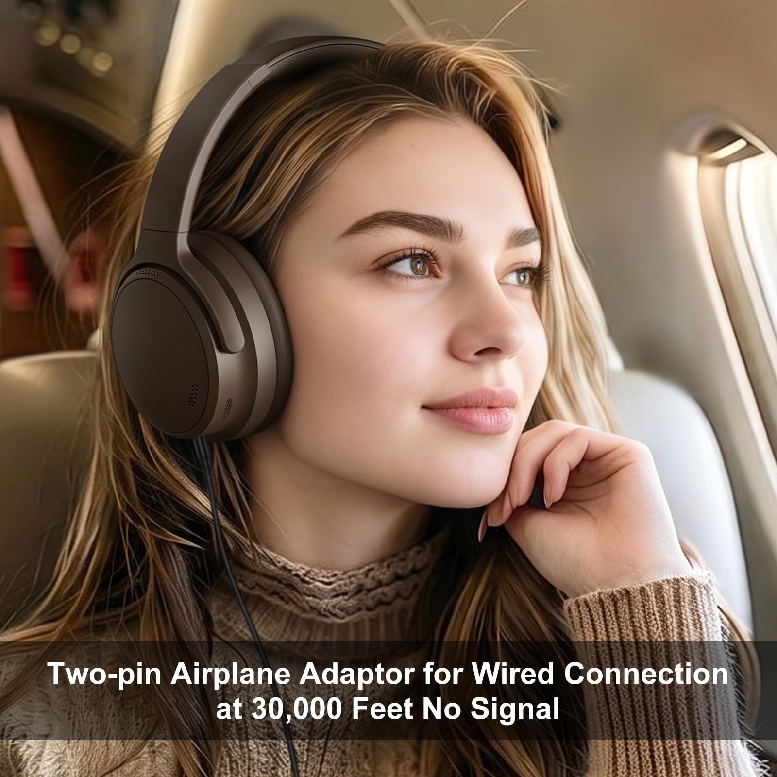 Srhythm NiceComfort 35 (2a generazione) Auricolari ibridi con cancellazione del rumore, Bluetooth 6.0, 5 microfoni con ENC, trasparenza, tempo di riproduzione 140 ore, bassa latenza, app EQ (caffè