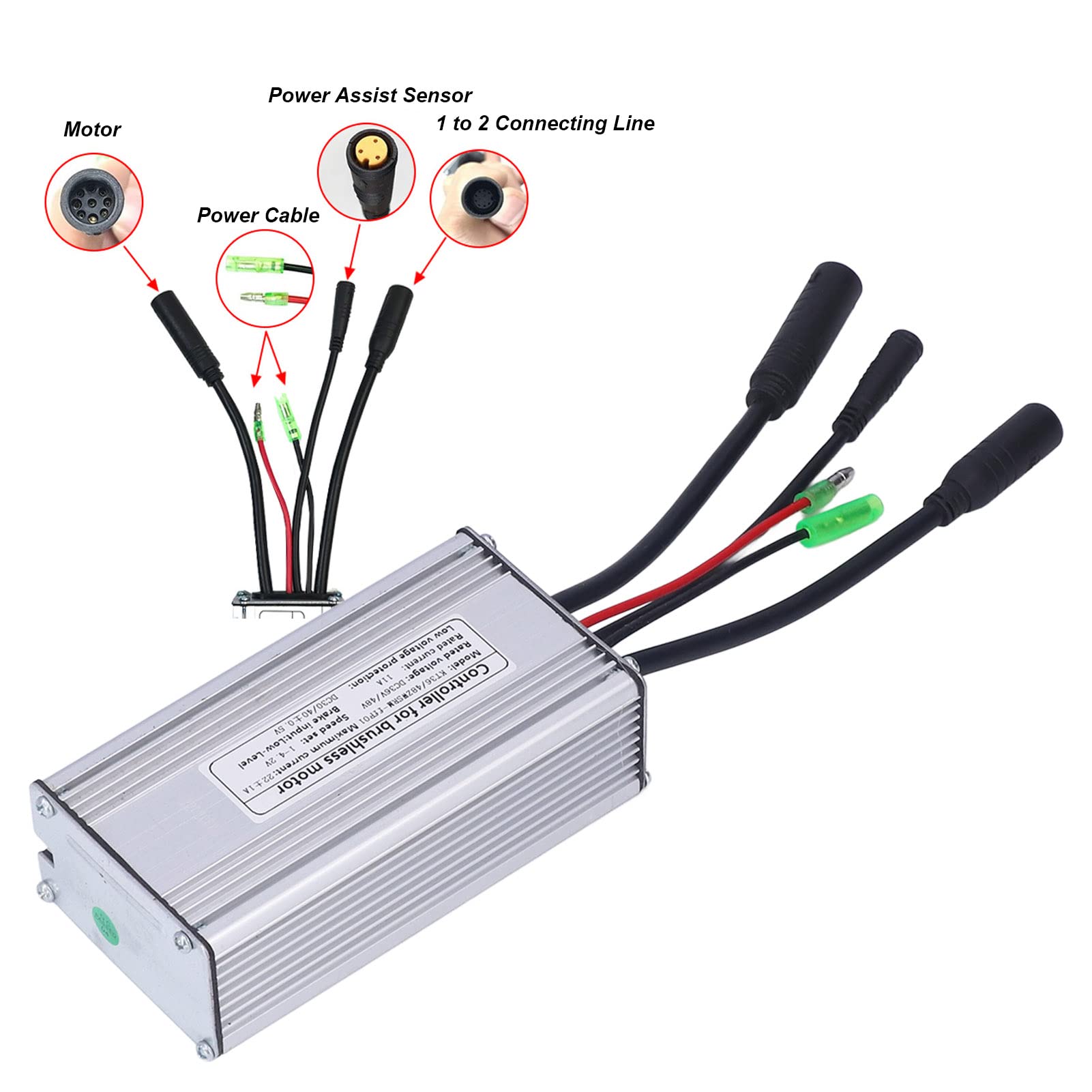 Kit de Controlador de Motor de Bicicleta Eléctrica, DC 36V 48V 500W 22A Controlador de Motor Pantalla LED 880 Acelerador de Pulgar 130X Sensor de Asistencia de Potencia 8C Kit
