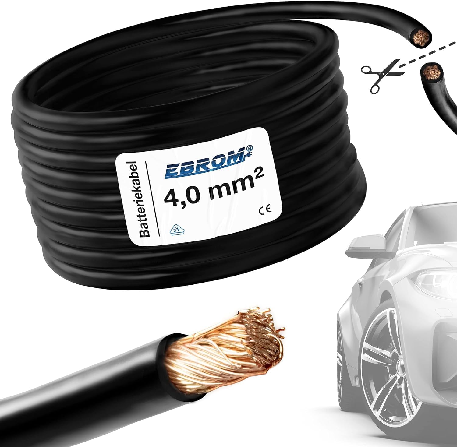 Câble De Batterie Noir - 10 Mm² - 25 M