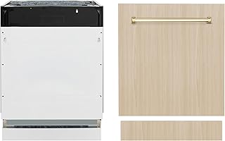 ZLINE Autograph Edition 24" Tallac Series 3rd Rack Top Control Built-In Tall Tub Dishwasher in Custom Panel Ready with Champagne Bronze Handle, 51dBa (DWVZ-24-CB)