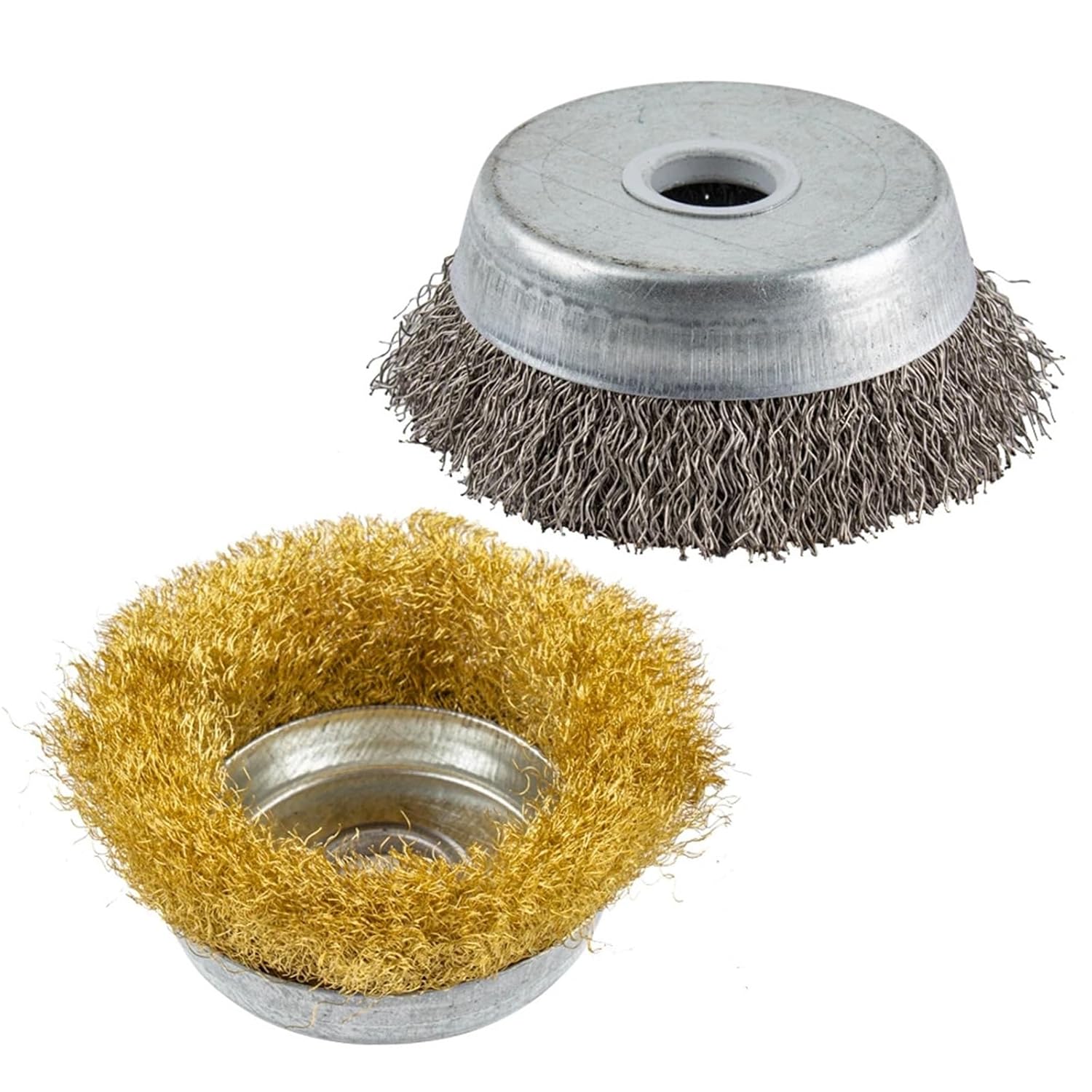 1PC Crimped Wire Wheel Cup Brush Stainless Steel Brass Bowl Shape Hole 10/16 for Angle Grinder Metal Removal Rust Paint(Brown)