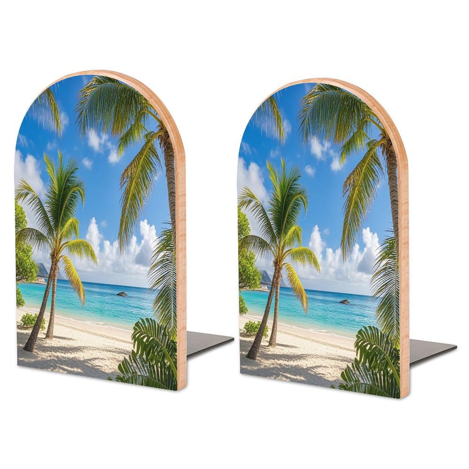 Sujetalibros decorativos de madera tropical organizador de libros grande soporte metal resistente