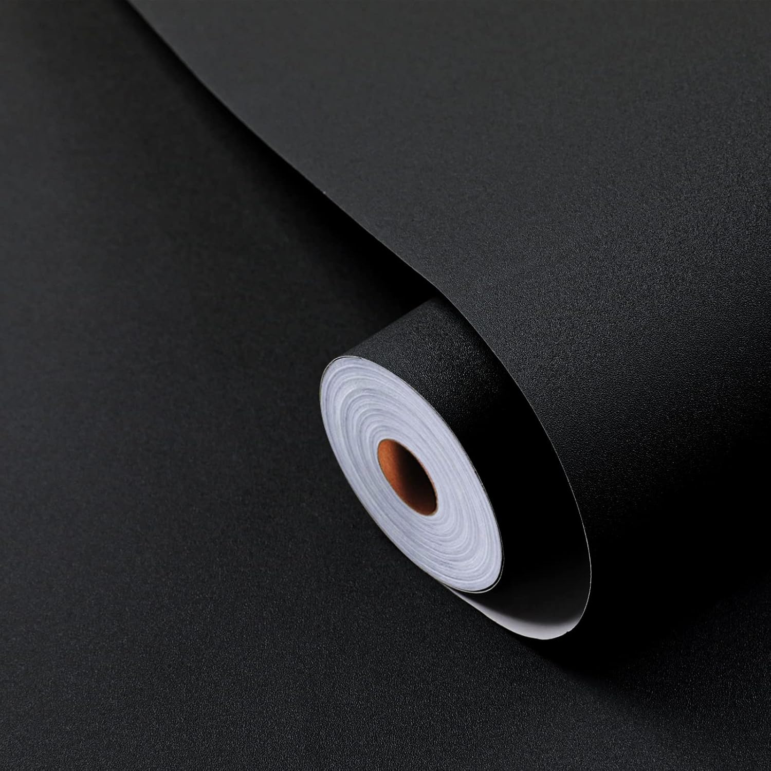 Fortuhome Black Matte Peel and Stick Wallpaper 196.8"X24", Self