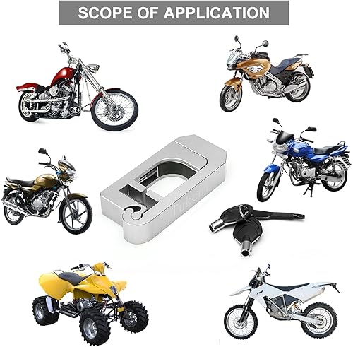 Miniatura 7 de Tukeirt Cerradura de motocicleta  Antirrobo ajustable para motocicletas, ciclomotores, scooters, cuatrimotos, bicicleta de calle, frenado de la