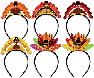 Thanksgiving Turkey Headband, Fall Festival Supplies Party Decorations, Adult Costume Dress Up Accessories, 6PCS