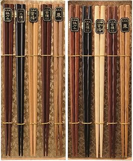 Nagao Natural Wood Hex Chopsticks & Twist Chopsticks, 8.9 inches (22.5 cm), Set of 10