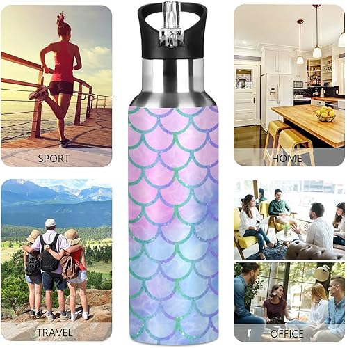 Vista 109 de París - Botella de agua para niños con tapa con pajilla, diseño de la Torre Eiffel París, botella de agua aislada de acero inoxidable a prueba