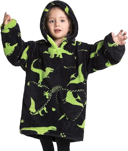 ZAJIO Manta con capucha para niños pequeños de 2 a 6 años, de gran tamaño, manta con capucha para niñas y niños, de sherpa súper suave y cálida con