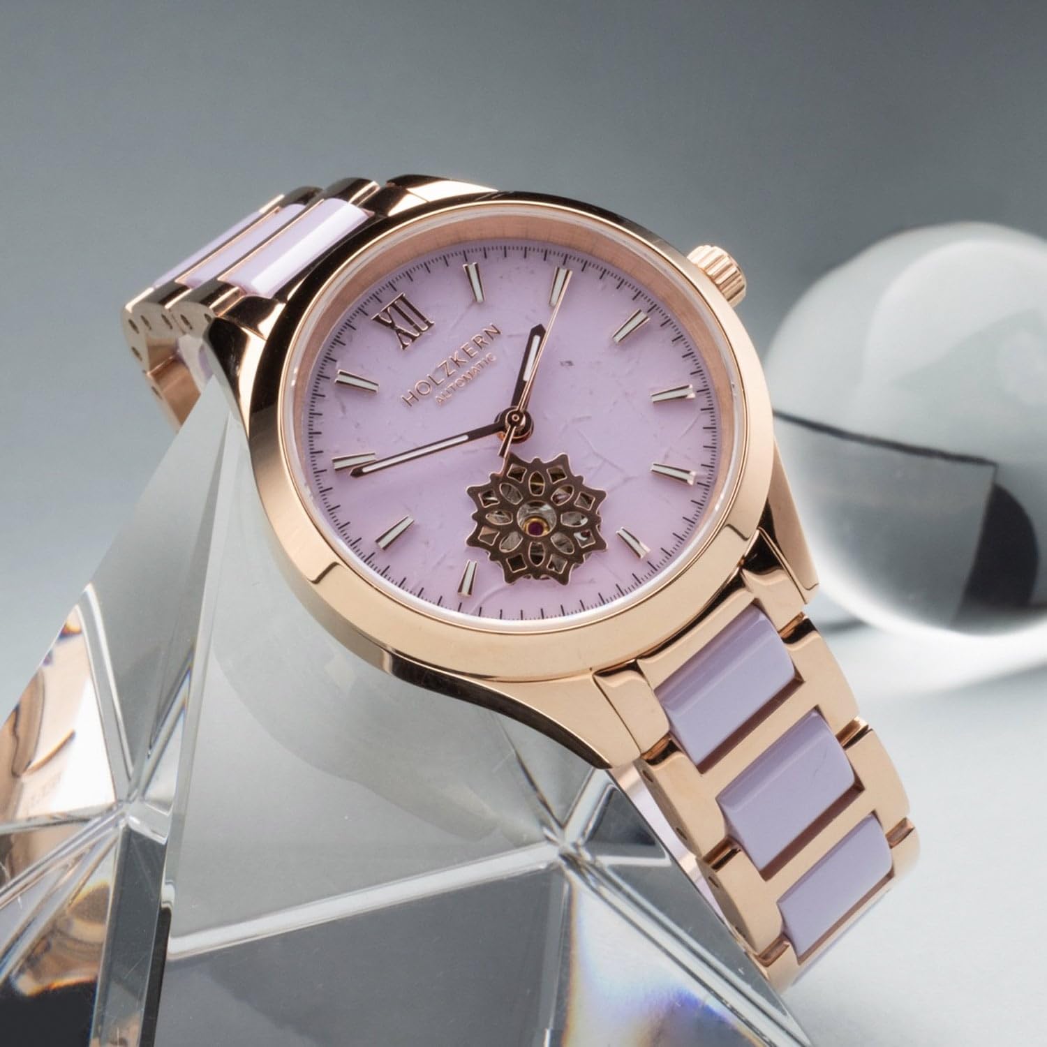 HOLZKERN Damen-Armbanduhr Automatik Kaleidoscopic Amethyst/Keramik