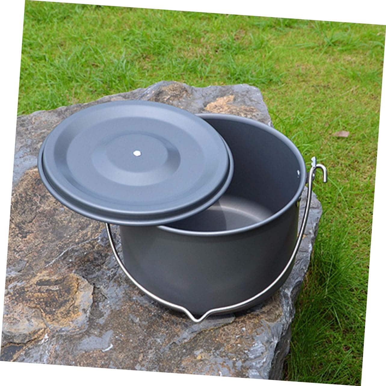Lightweight Camping Pot Outdoor Cooking Cookware for People Hanging Pot for Picnics Campfires and Hiking Adventures