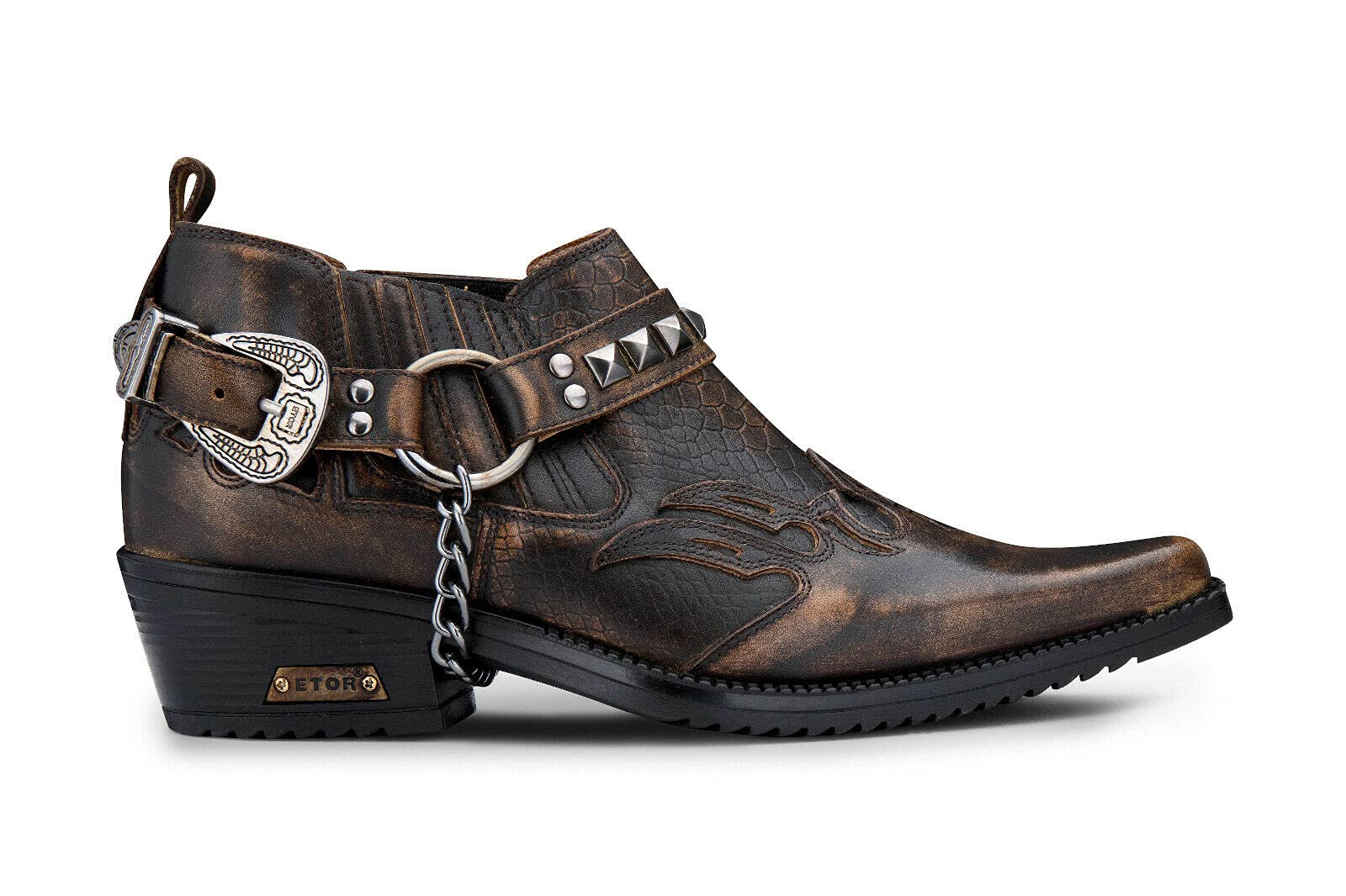 Infinity Leather Herrenstiefel Echtleder Cowboy Tanzen Schuhe Metalschnalle Krokodilmuster Punk RCK Still