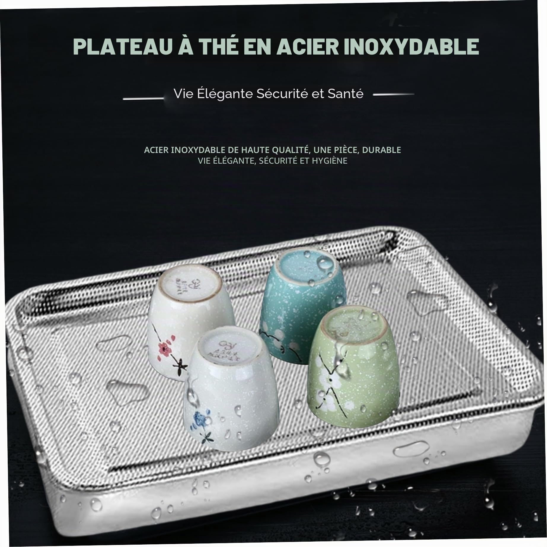 2 PCS Grain SPROURT Tray, Graine en Acier Inoxydable Kit de Plateau de Germination Rectangle des germes de Haricots d'herbe de blé Pousse Le Plateau pour la Fourniture de Jardin 26x20x5 cm