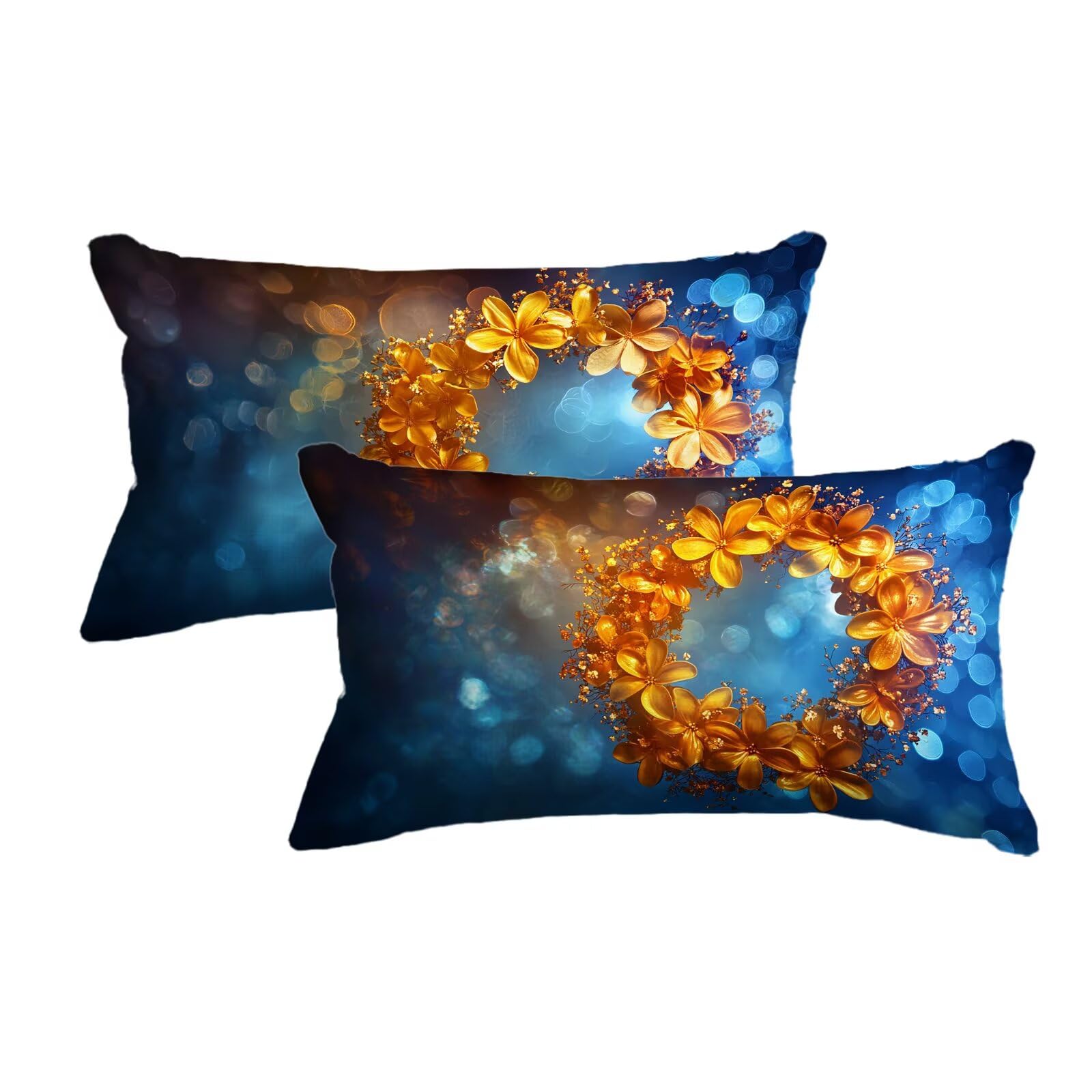 Taie oreiller 50x80 housse de coussin bleu lot de 2 décoratif couronne