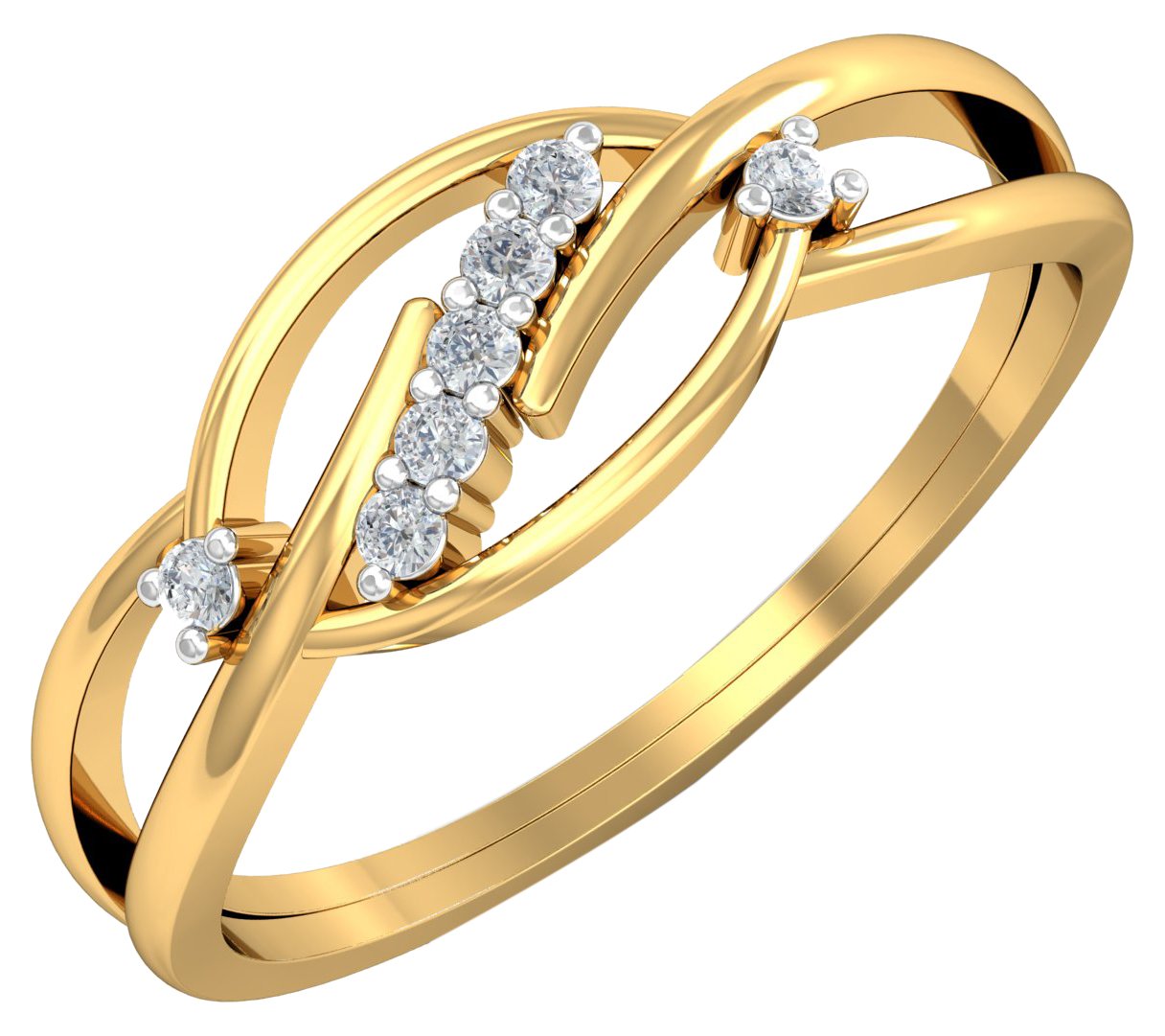 kuberbox 18KT Yellow Gold Crisscrossed Glory Ring for Women-picture-50