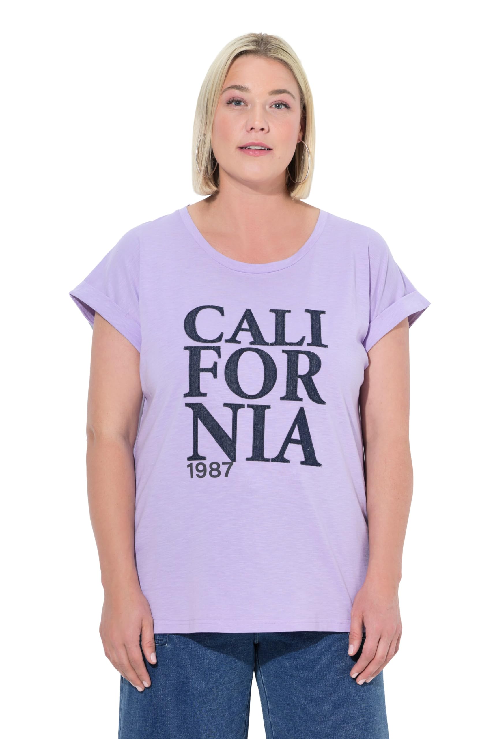 Ulla Popken Damen große Größen Übergrößen Plus Size T-Shirt, California, Oversized, Rundhals, Halbarm 838699