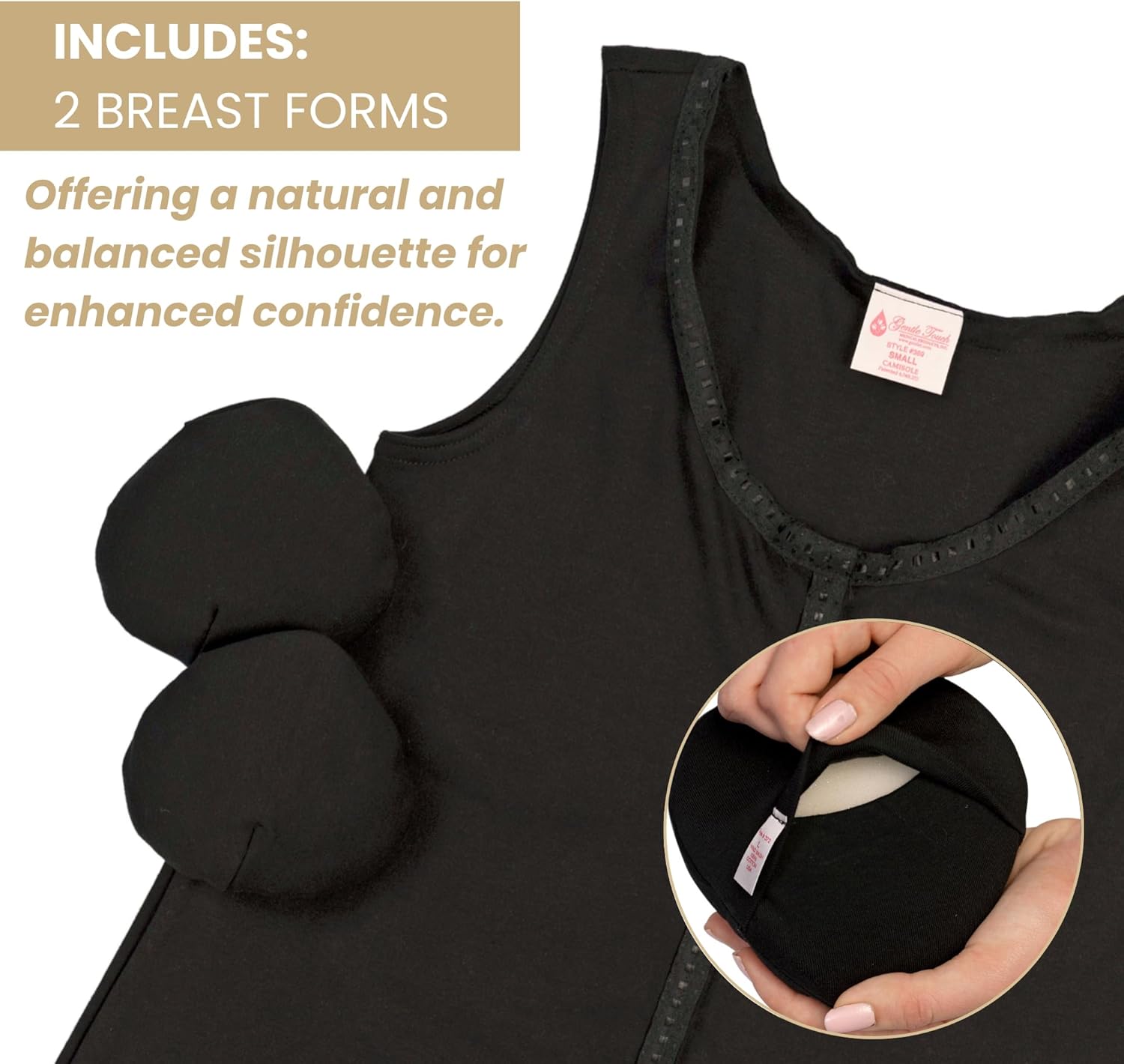 Gentle Touch Post Mastectomy Recovery Camisole Includes Pockets and Breast Forms - Image 4