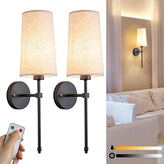 Battery Operated Wall Sconce Set Of Two with Remote Control, Indoor Not