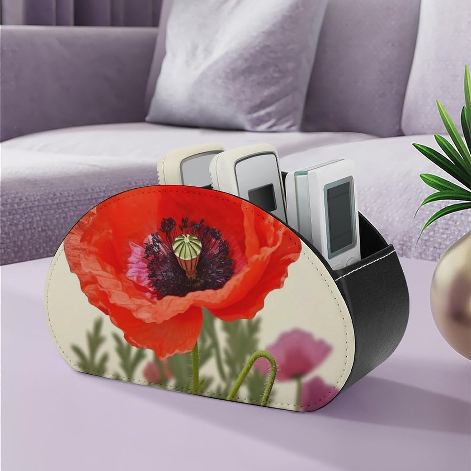 Flower PU Remote Storage Caddy with 5 Compartments image 5