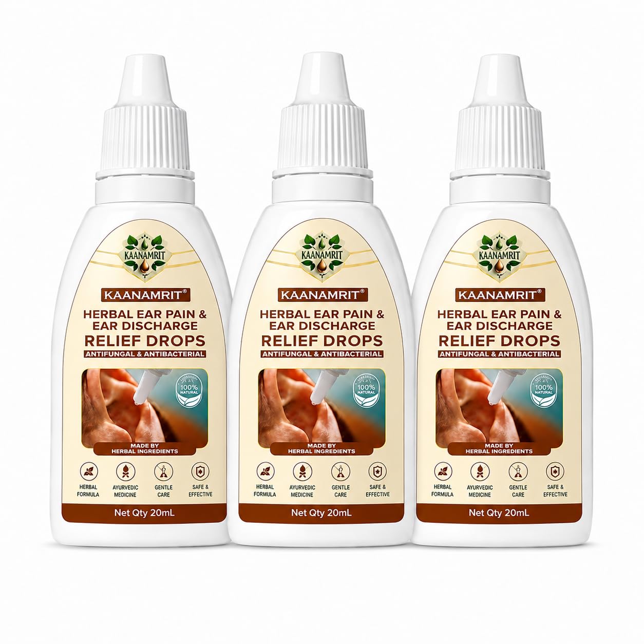 Herbal Ear Drops for Ear Pain & Ear Discharge Care | Ayurvedic Ear Care Oil with Neem, Tulsi, Haldi, Ajwain & Kapoor | Natural Herbal Formula | Daily Ear Hygiene Support | 20 ml — Amazon image 9