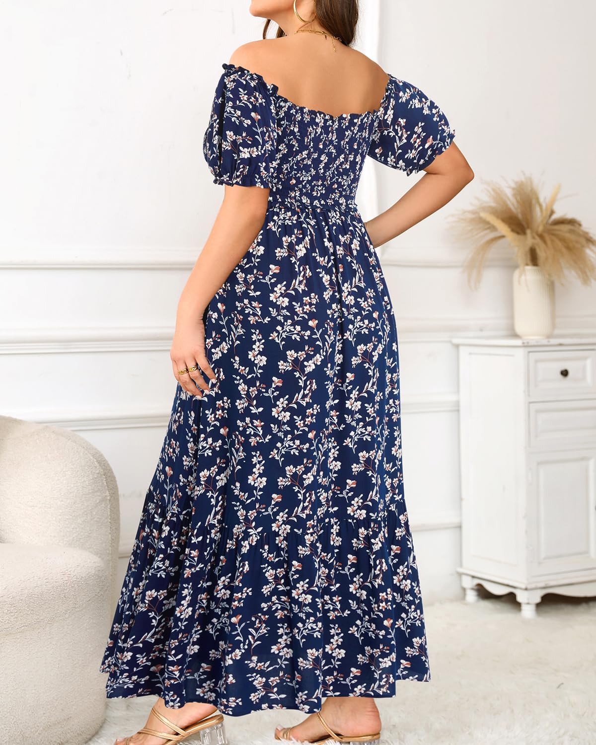 Plus Size Sun Dresses Women - Summer Off The Shoulder Puff Sleeve A Line Boho Maxi Flow Long Dress 2025 - Image 4