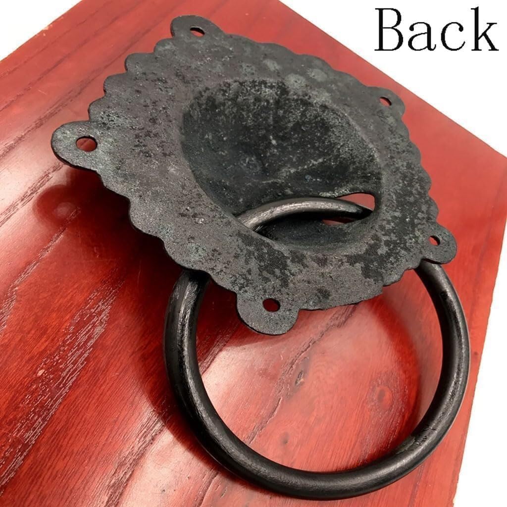 TIST Iron Door Knocker Cast Iron Heavy Duty Lion Head Knockers for Front Door Door Handle Classical Home Décor Doorknocker Surface-Mounted Installation(Dia 17cm)