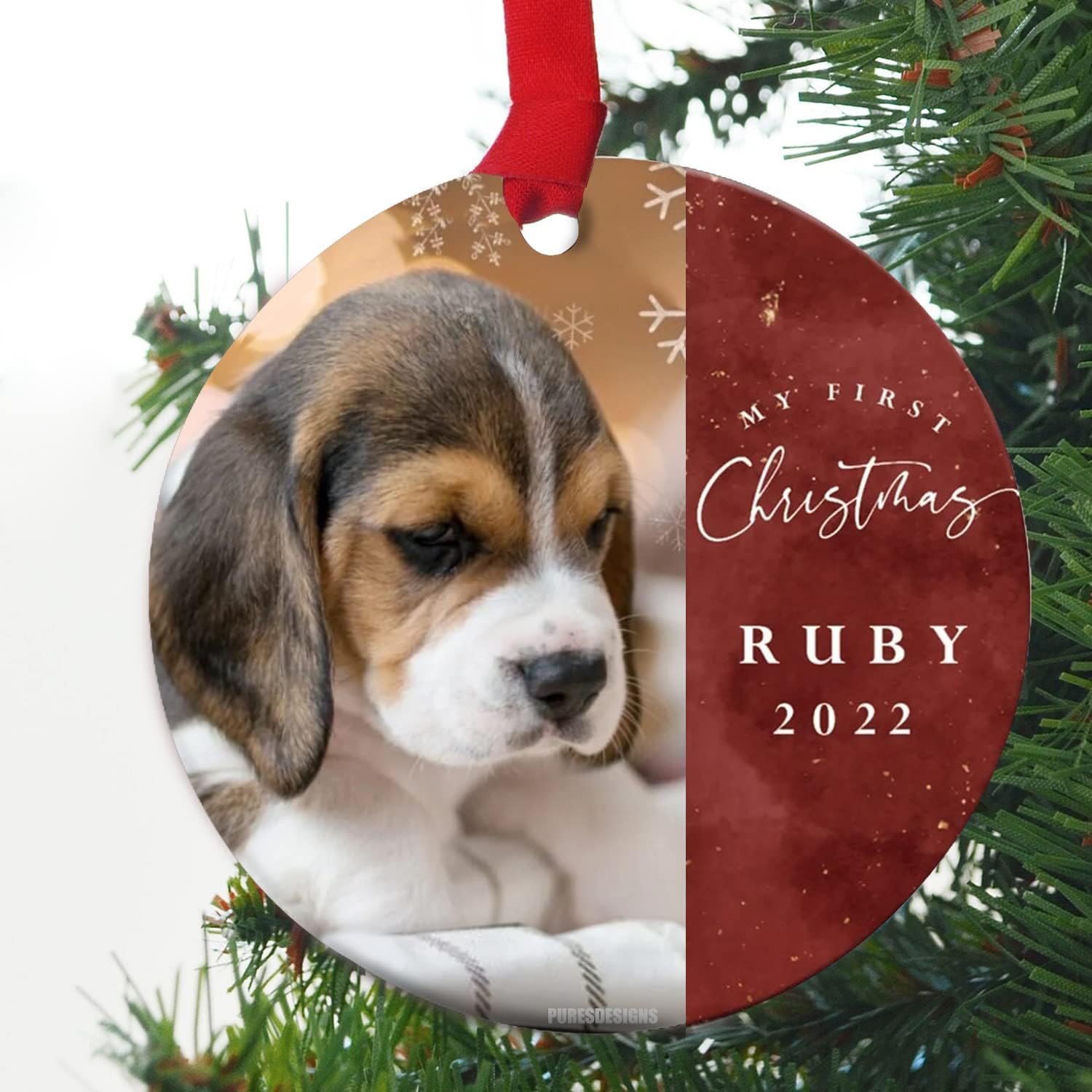 Personalized Puppy Dog First Christmas Ornament-Custom 2022 Dated Picture Ornament for Your Fur Baby,Paw Pr…