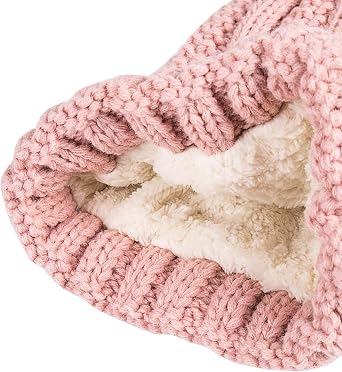 REDESS Womens Winter Knitted Beanie Hat Warm Fleece Lined with Pompom Cap Slouchy Ski Cap