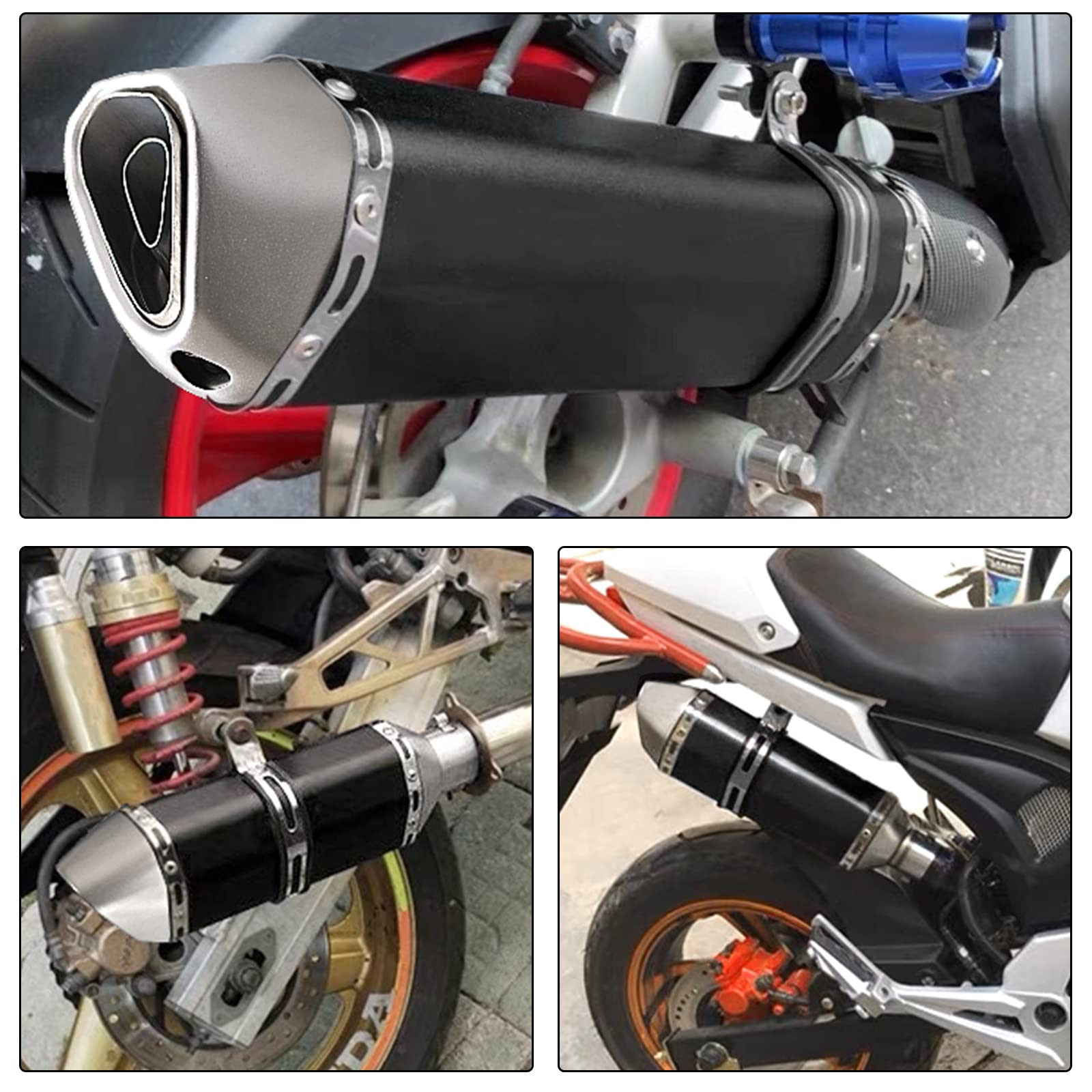Silenciador de Tubo de Escape Moto, 38-51mm Pequeño Hexagonv Oblique Tail Refun Silenciador de Escape con Apto para Moto ATV Universal