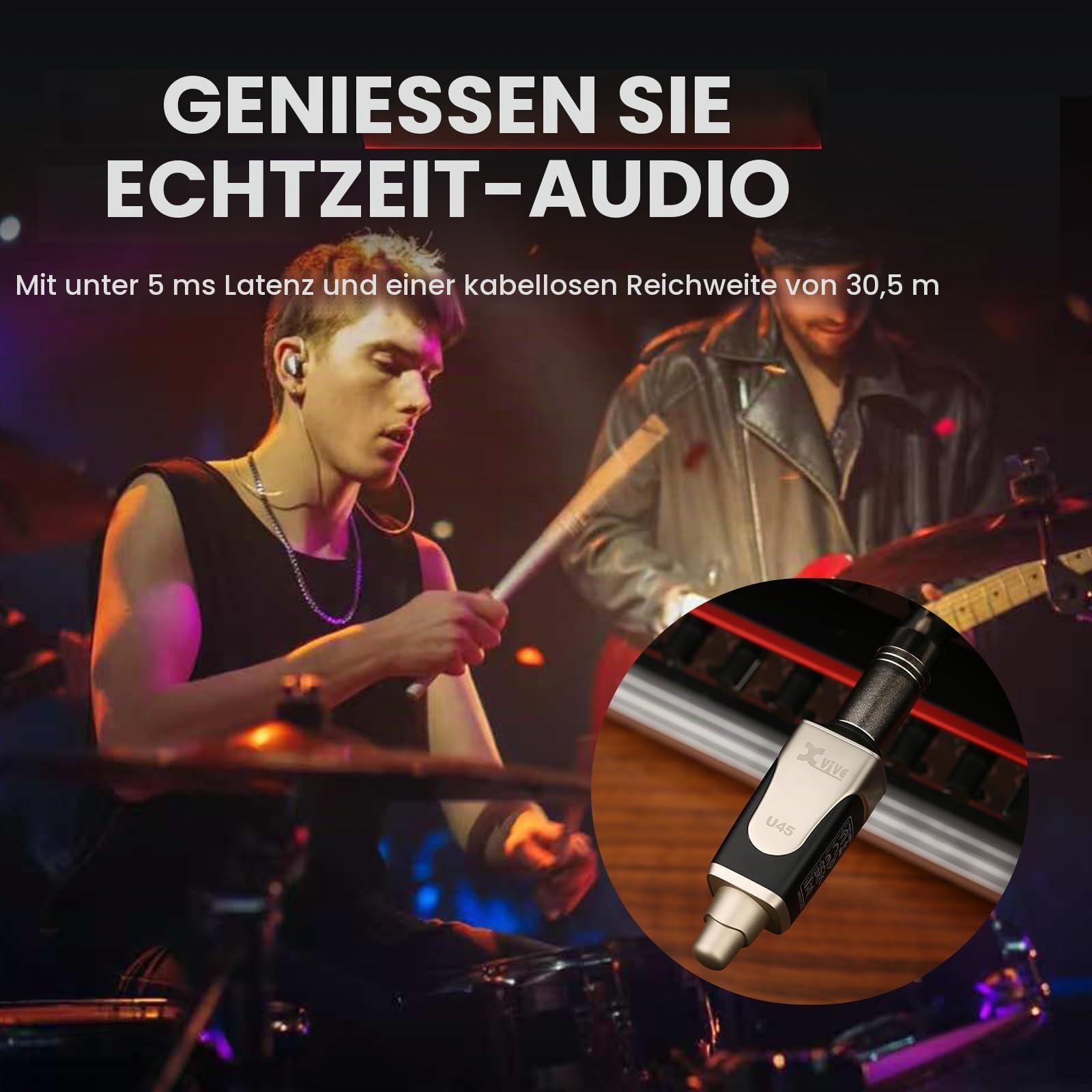 Xvive U45 Kabelloses In-Ear-Monitor System mit 5,8 GHz Sender und Empfänger