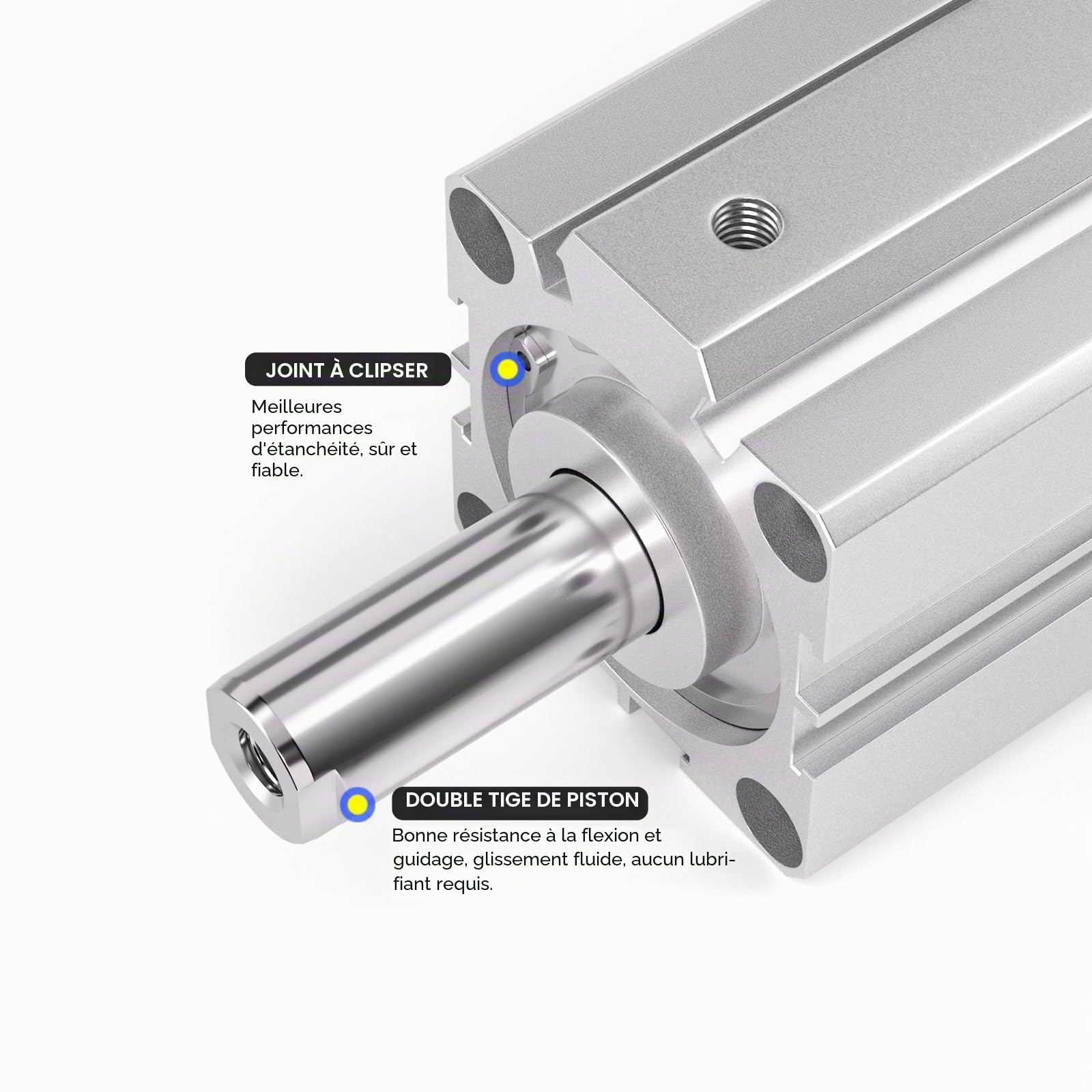 TAILONZ PNEUMATIC Cylindre pneumatique 50 mm d'alésage, 25 mm de course, petit cylindre pneumatique fin, cylindre pneumatique en aluminium SDA50-25