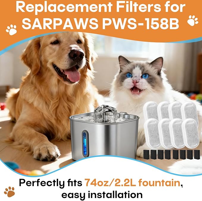 8 Filtros para Fuente de Agua para Gatos con Carbón Activado miniatura 2