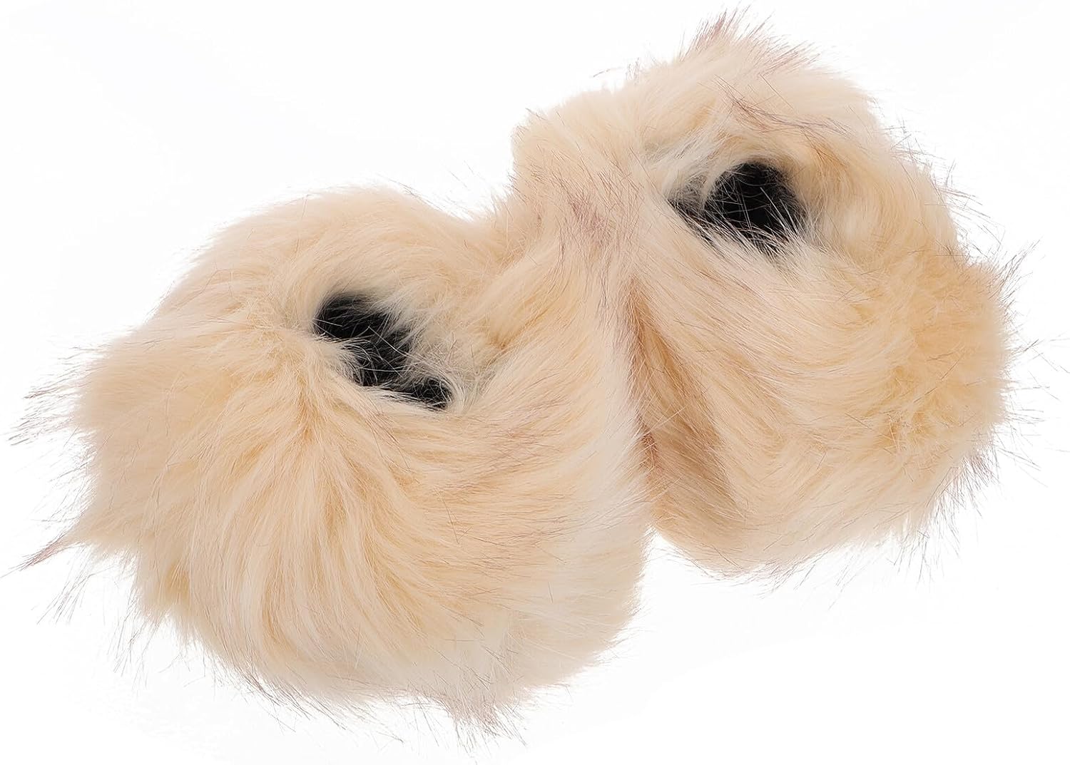 Faux Fur Wrist Pair Fluffy Beige Arm Warmers Winter Wrist Bands Women’s Warm Furry Arm Sleeves