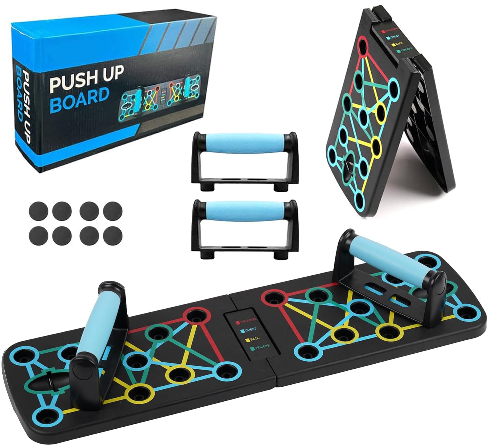 Push Up Board, 17 in1 Multi-function Foldable Portable Home Workout Equipment Press Up Tools Board Effectively Exercise the Muscle for Men Women Gym Fitness System (Black)