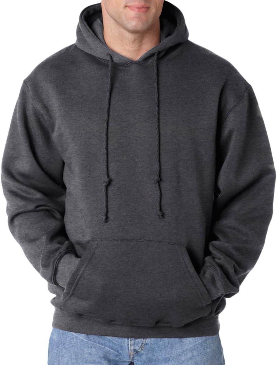 Bayside Men's Pullover Hooded Sweatshirt, Charcoal, Medium
