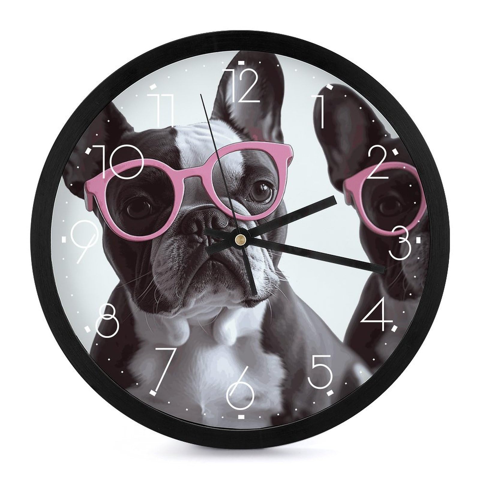 Horloge murale silencieuse bouledogue français pour en finir avec le tic-tac dans le bureau