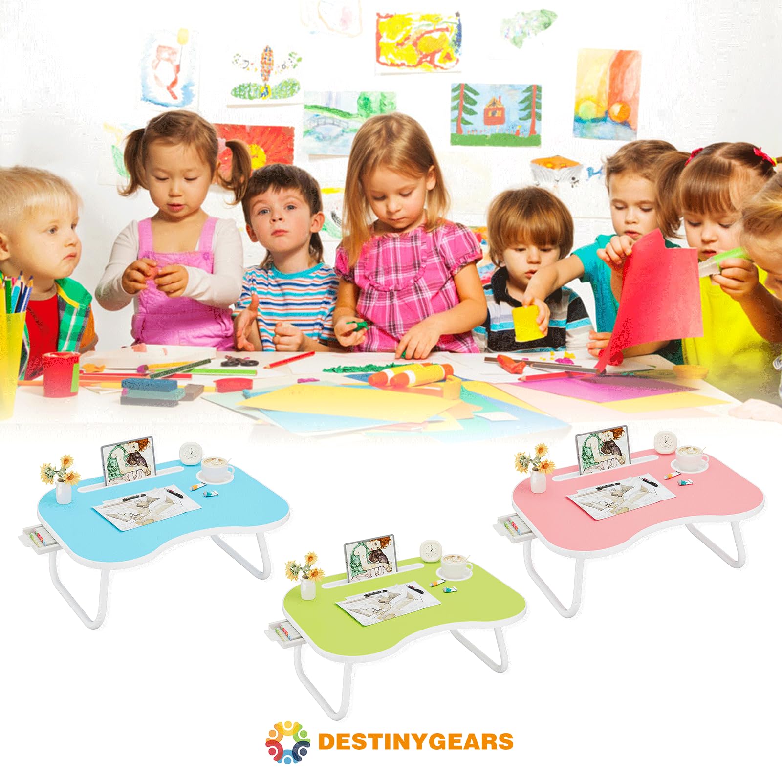 Lap Desk for Laptop Bed Trays for Eating and Laptops Breakfast in Bed Laptop Stand TV Trays for Bed with Cup Holder/Drawer for Sofa/Couch Portable Foldable (Pink, M(19×14