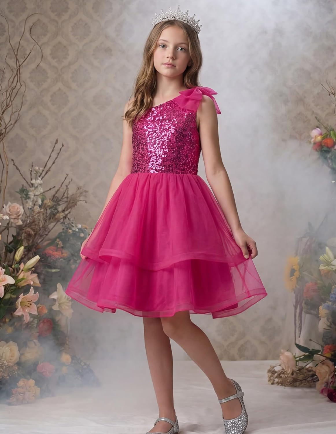 GRACE KARIN Girls Party Sequin Formal Dress 7-14Y Birthday Dance Graduation Sparkly Pageant Dresses Wedding Flower Girl Dress