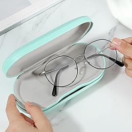 MoKo Double Eyeglass Case, Contact Lens Case with Mirror Tweezers Remover, 2 in 1 Double Sided Portable Contact Lens Box Holder Container Soak Storage Kit Sunglasses Pouch for Men & Women, Green