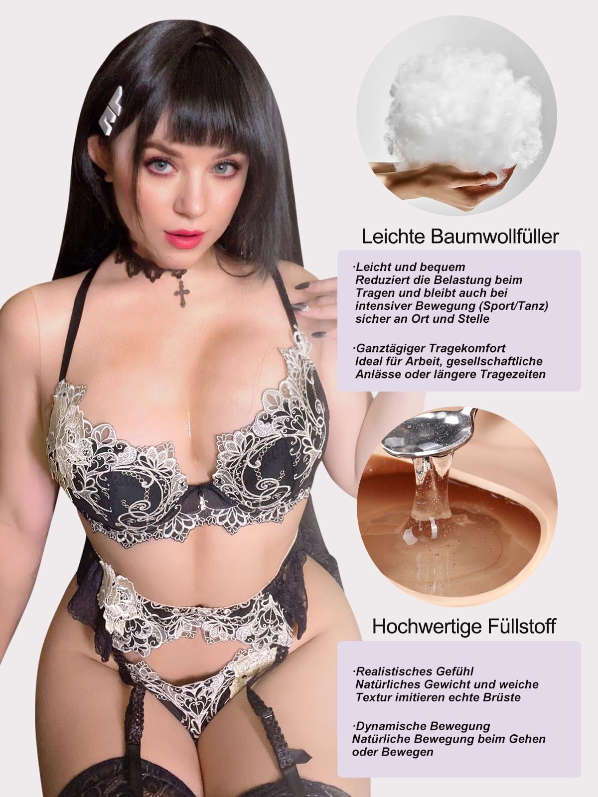 Silikonbrüste [Kurz mit hohem Kragen] – Realistische Silikonbrustplatten & künstliche Brüste, Brustformen für Crossdresser & Cosplay