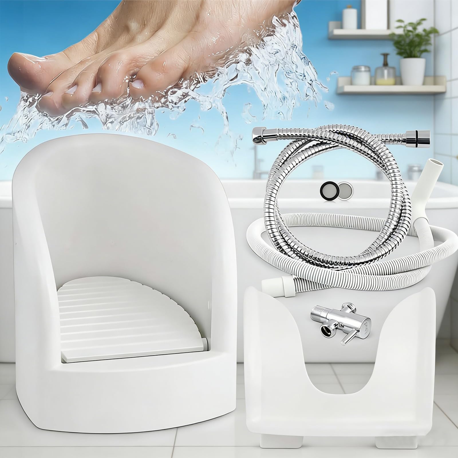 Lavabo for pies con enjuague en aerosol, for aliviar el estrés