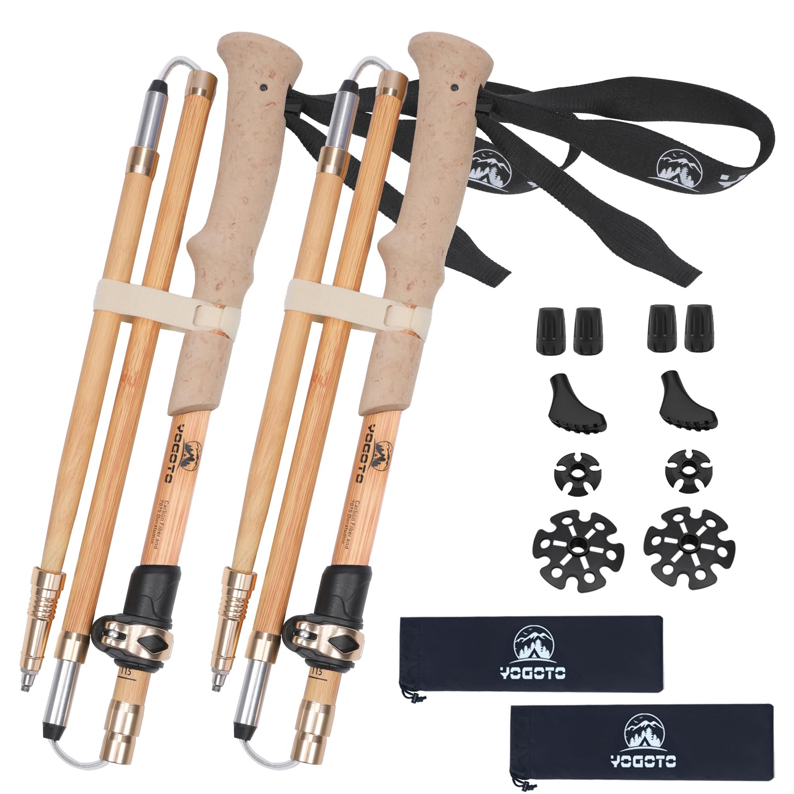 登山用ポール Amazon | YOGOTO トレッキングポール 軽量 折りたたみ カーボン× 7075