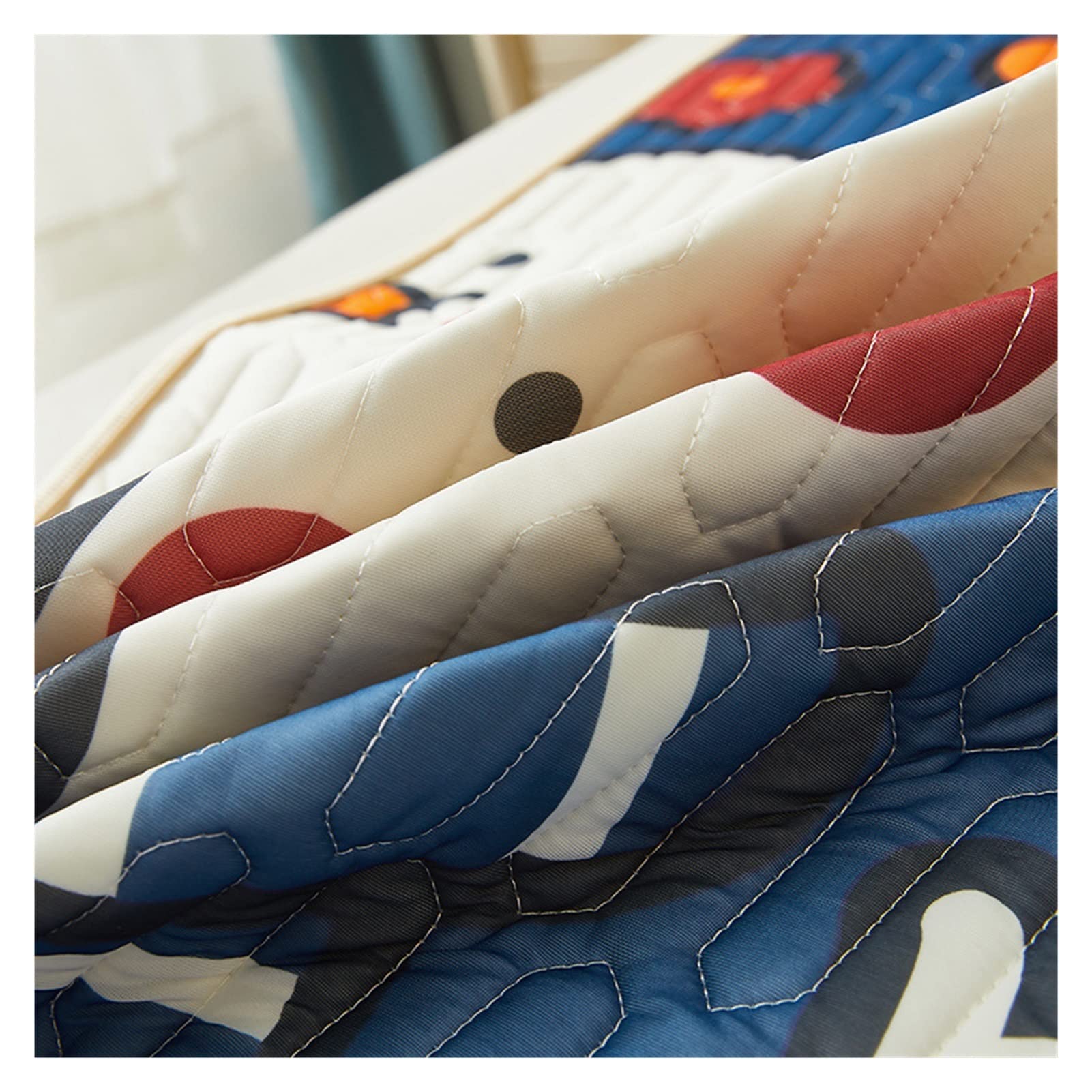 Satin Bettlaken Startseite Bedruckte Thai-Latex-Feilung Sommer-Schlafmatte mit Laken Luftdurchlässige kühle Eisseide Gesteppte Bettmatte Gummiband-Bettmatten(2,120x200cm 2 pcs Set)