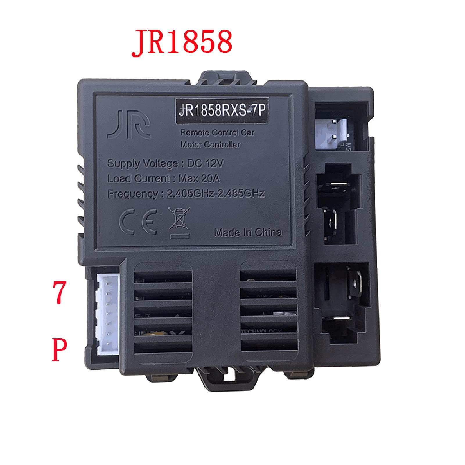 Control remoto Bluetooth 2.4G y JR1858RXS-7P 12V Kit receptor de coche alimentado para niños, caja de control de control accesorios para niños eléctrico Ride On piezas de repuesto 2